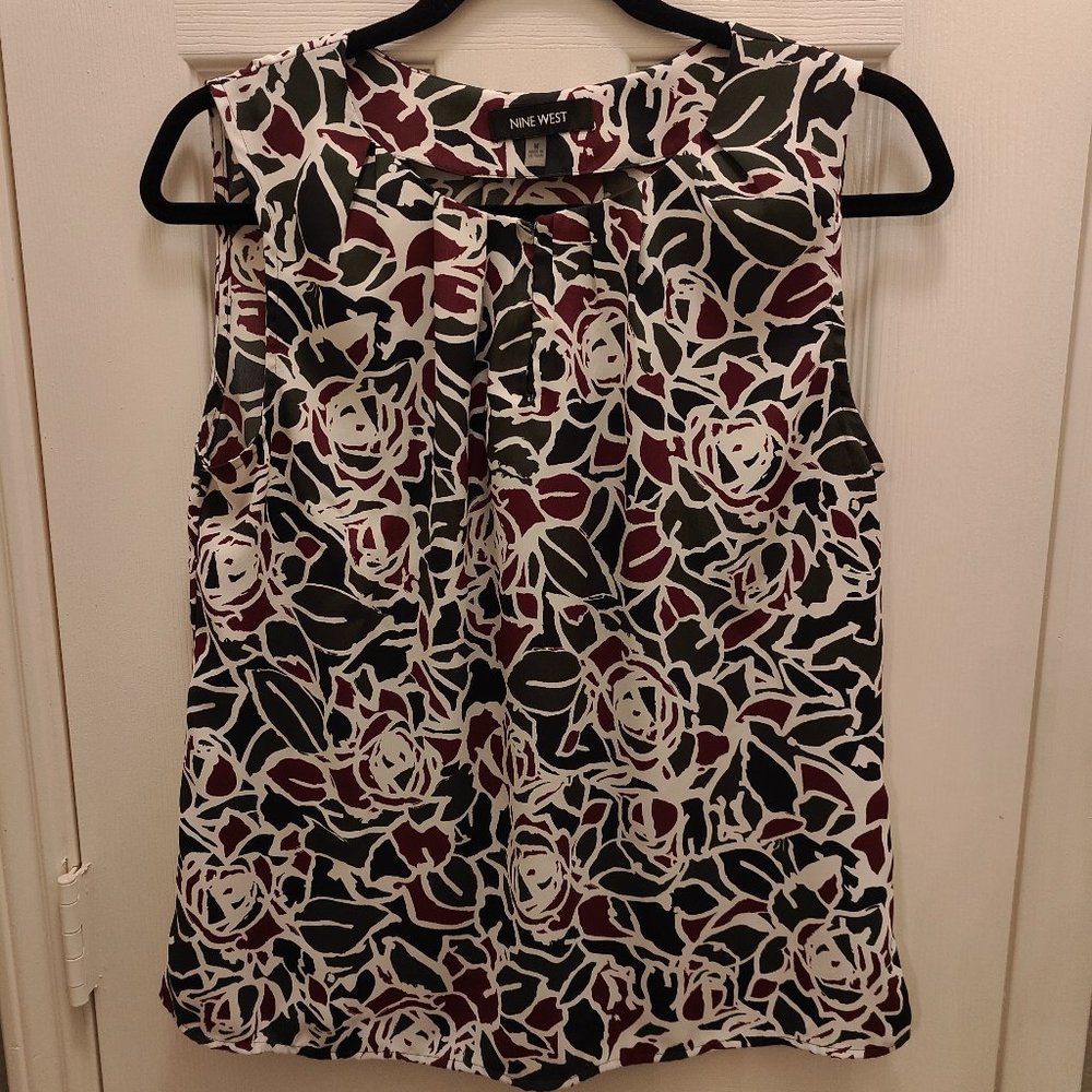 Nine West Women Floral Sleeveless Blouse Size M